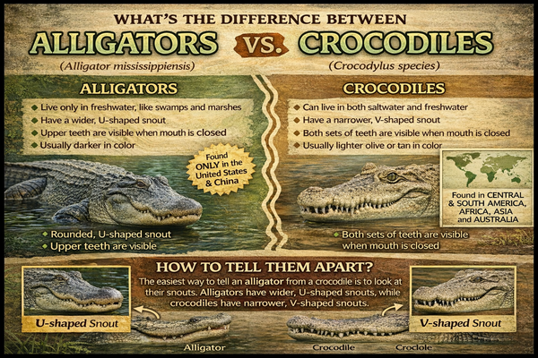 Alligators vs. Crocodiles Educational Sign