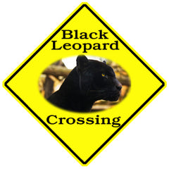 Black Leopard Crossing Sign