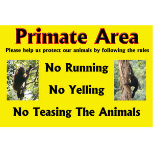 Primate Area Sign | Zoo Signs
